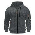 thumbnail image 2 of DDAPJ pyju Mens Workout Hoodies Full Zip Long Sleeve Sweatshirt Solid Casual Sports Hooded Jacket with Zipper Pockets Dark Gray L, 2 of 4
