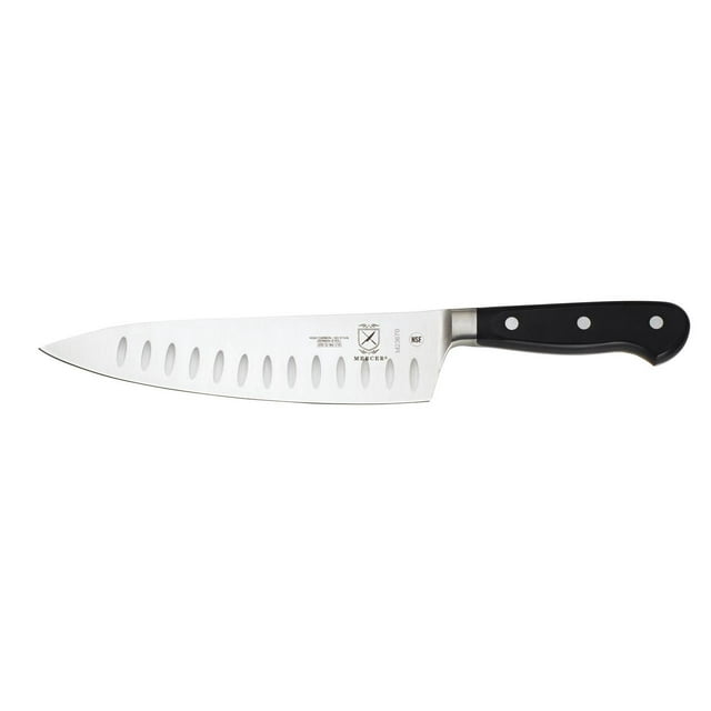 Mercer Culinary Renaissance Forgé Granton Edge, Couteau de Chef de 8 Po, 8 Po, Noir
