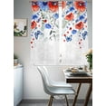 thumbnail image 4 of Red Blue Flowers Sheer Curtains 63 Inch Length 2 Panels for Living Room, Spring Floral Elegant Pastoral Watercolor Voile Kitchen Curtain Set, Luxury Privacy Drapes Window Treatment for Bedroom, 4 of 7