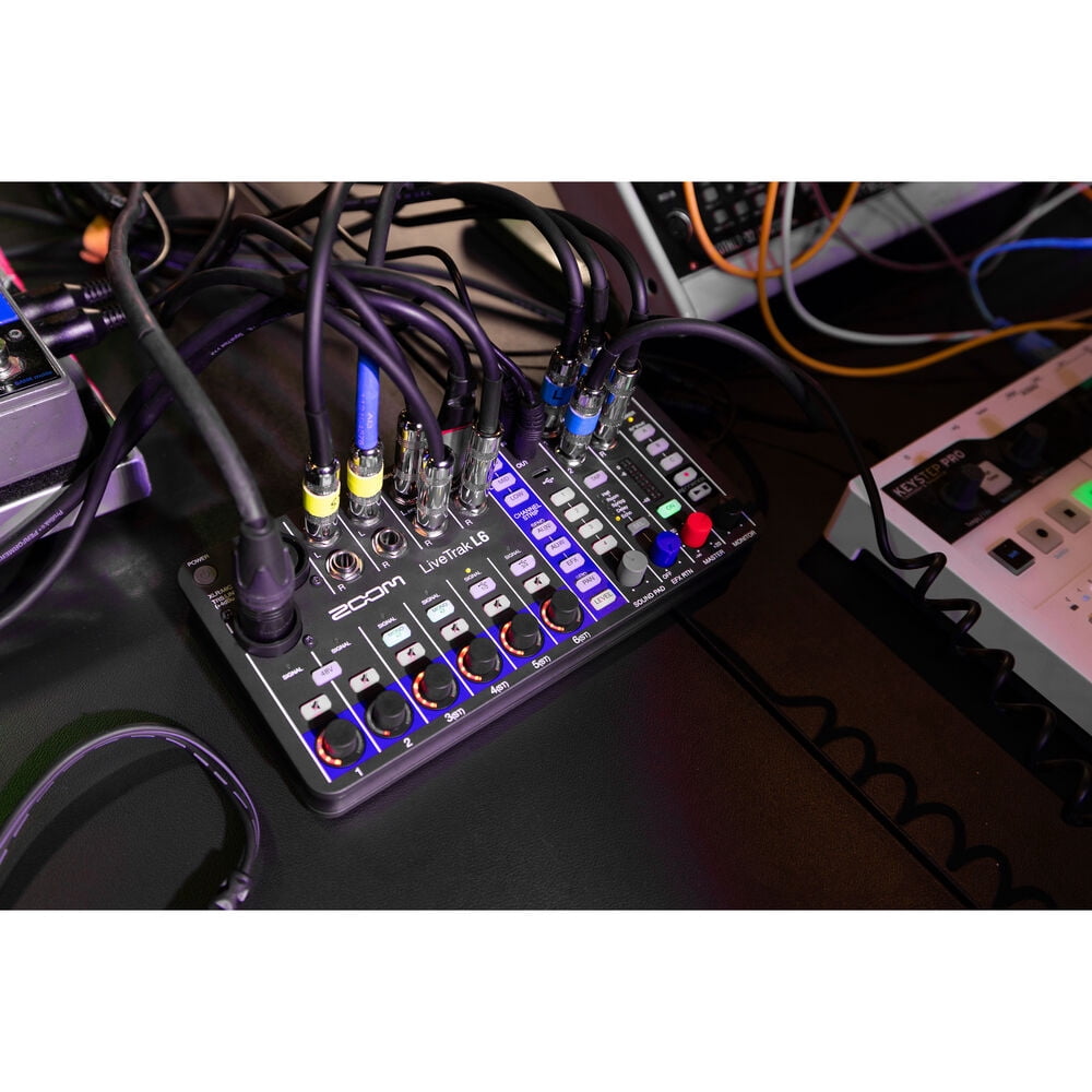 Zoom LiveTrak L-6 Portable 6-Channel Digital Mixer and Multitrack Recorder + Audio-Technica ATH-M20x Professional Studio Monitor Headphones, Black + Cleaning kit + USB C to Male USB C Cable
