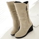 thumbnail image 5 of Zapatos de mujer, Color sólido, moda informal, gamuza, cremallera superior, tacones de cuña, cálido invierno, botas de vaquero resistentes al desgaste Wmkox8yii  sa3357, 5 of 6
