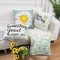 thumbnail image 2 of Daisy Decorative Throw Pillow Covers Set of 4 18x18 Inch Super Soft Pillow Cases for Farmhouse Patio Sofa and Living Room Adorable Blue and Beige Throw Pillows for Couch Fresh and Inviting, 2 of 6
