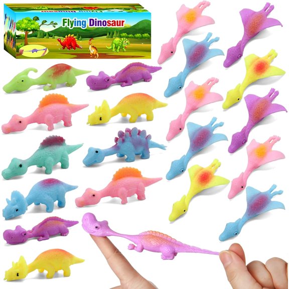 Slingshot Dinosaur Finger Toys, Flying Dinosaur Party Favors, Sticky Rubber Dino Catapult Fidget Toys, Funny Gag Gifts