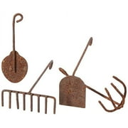 G & F MiniGardenn 10024 Fairy Garden Miniature Tools (Set of 4), Rustic