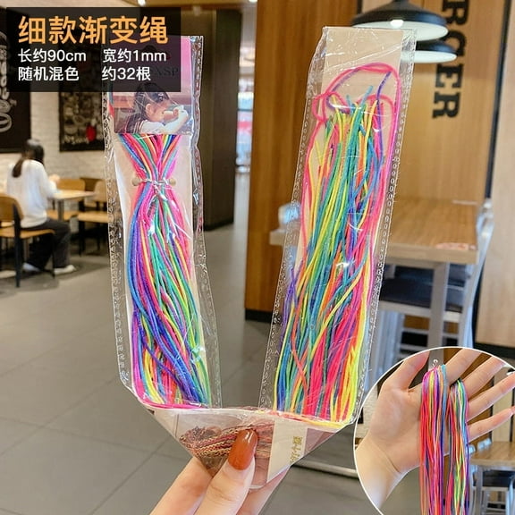 QIDITONG 64pcs Hair Wrap String For Braids Colorful Diy African Girl Hair Extensions Gradient Rope Band Braiding Hair Tie Accessories For Ponytail Hair Ornament