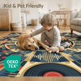 thumbnail image 4 of ODIKA 8'x10' Washable Area Rug Non-Slip Chair-Friendly Mat Record Abstract Vinyl Musical Themed Circle Spiral Grooves Shaped for Dining Room, Large Office, Lounge, 4 of 7