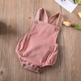 thumbnail image 2 of Musuos Infant Baby Corduroy Overalls Romper 0-24Months Solid Color Sleeveless Backless Cross Strap Casual Jumpsuit for Boys Girls, 2 of 7