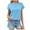 Blue, variant on Boho Tops For Women Summer Solid Color Round Neck Short Sleeve Loose Fit Casual Elegant Shirts For Women Tee Shirts StreetwearL