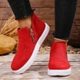 thumbnail image 2 of Rokment Platform Booties for Women Fall Winter Fashion Casual Suede Side Zipper Flat Walking Work Short Ankle Boots Red Size 9, 2 of 6