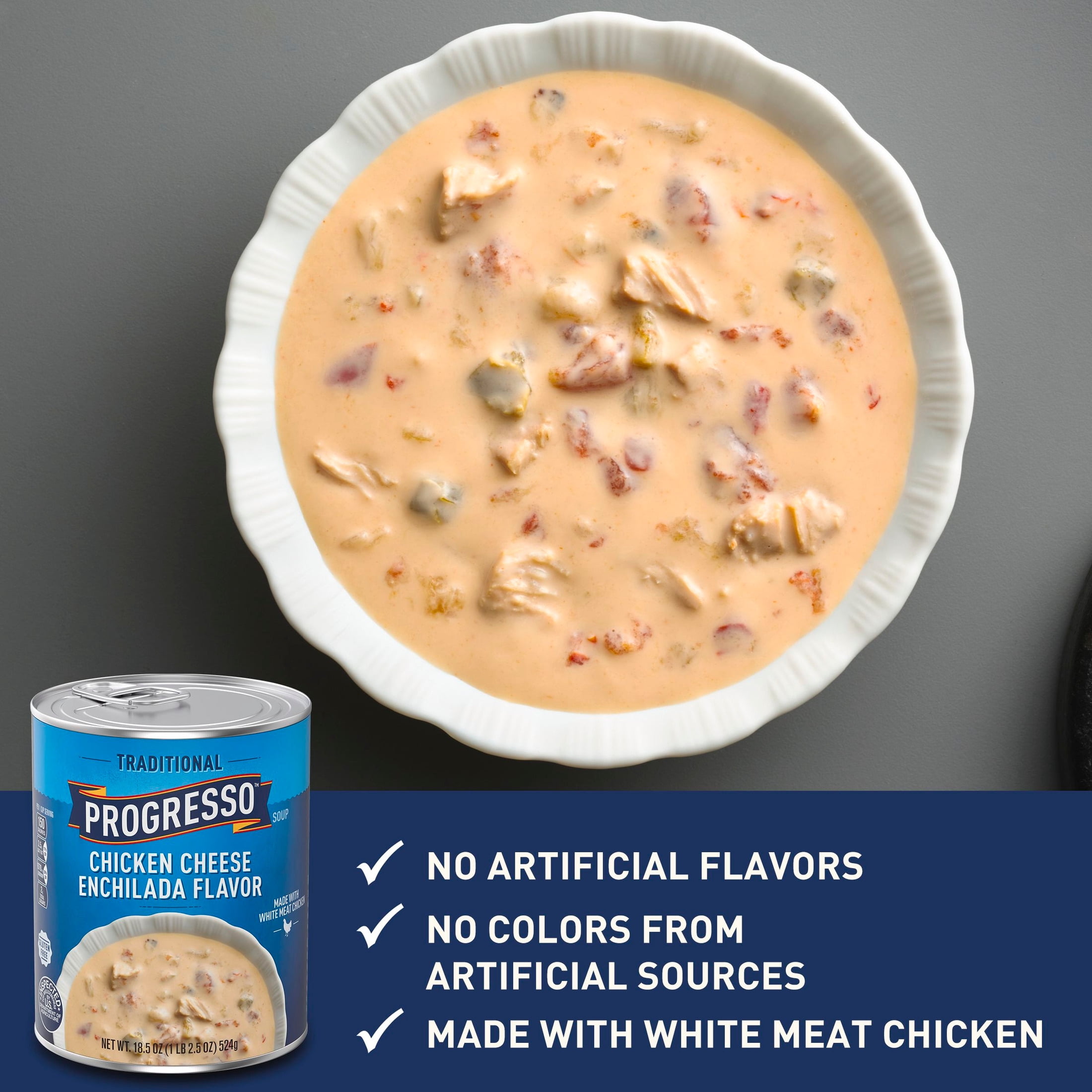(4 pack) Progresso Traditional, Chicken Cheese Enchilada Flavor Canned Soup, Gluten Free, 18.5 oz.