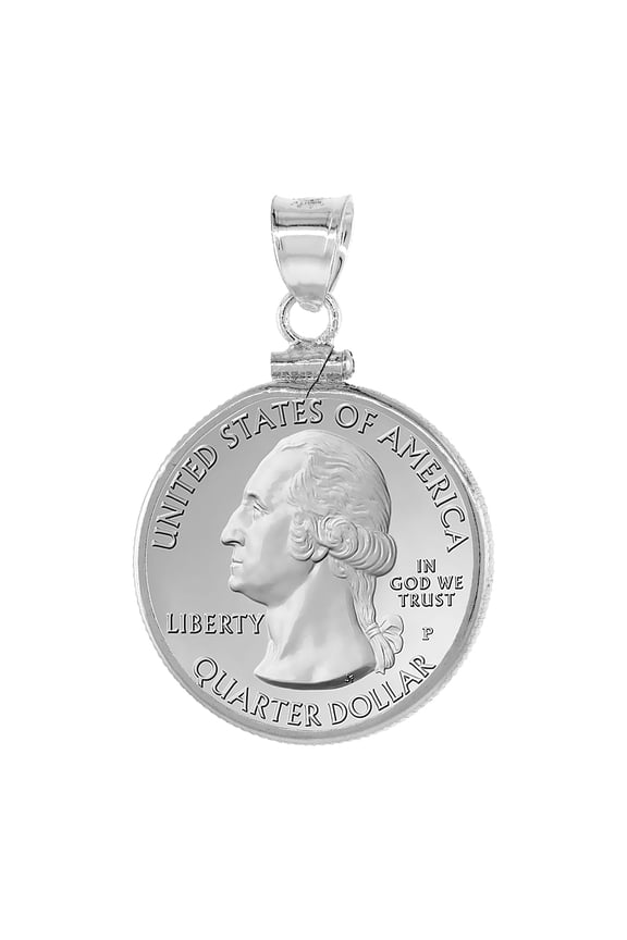 Sterling Silver Quarter Dollar Bezel Screw Top 24 mm Coin Edge 25 Cent Coin NOT Included