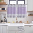 thumbnail image 2 of Purple Silver Stripes Kitchen Curtains Short 54 Inch Length, Modern Ombre Abstract Aesthetic Grommet Top Bedroom Living Room Curtains, Light Filtering Cafe Curtain Drapes 2 Panels Set 84''x54'', 2 of 9