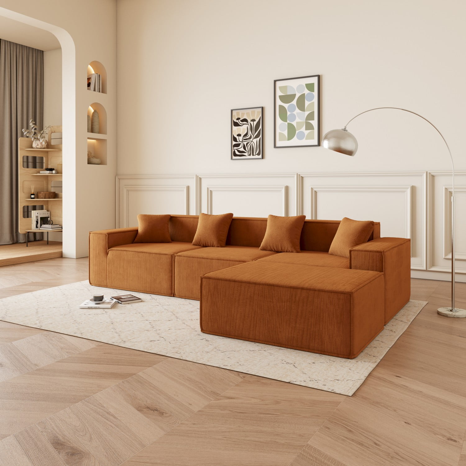 Gewnee Modular L-Shaped Sectional Sofa with Reversible Chaise, Deep Seat Cushions Modern Upholstered Fabric ,Comfortable Couch for Living Room, Apartments