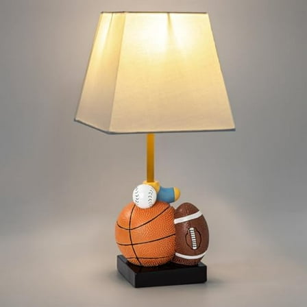Kids Table Lamp, 14-Inch Bedside Lamp Adorable Football, Basketball, Hockey, and Baseball Design with Cute Shade - Ideal for Bedroom Decor, Includes LED Bulb$$Tools & Hardware Other