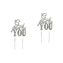 WORGEOUS 2-Piece Stunning Silver Cake Decoration Set for Bride and Groom 20.50X10.50X0.40CM