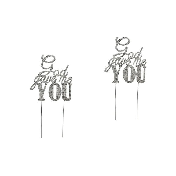 WORGEOUS 2-Piece Stunning Silver Cake Decoration Set for Bride and Groom 20.50X10.50X0.40CM