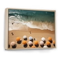 thumbnail image 2 of Designart "Umbrella Aerial Beach View IV" Nautical & Beach Floater Framed Wall Art Living Room, 2 of 7