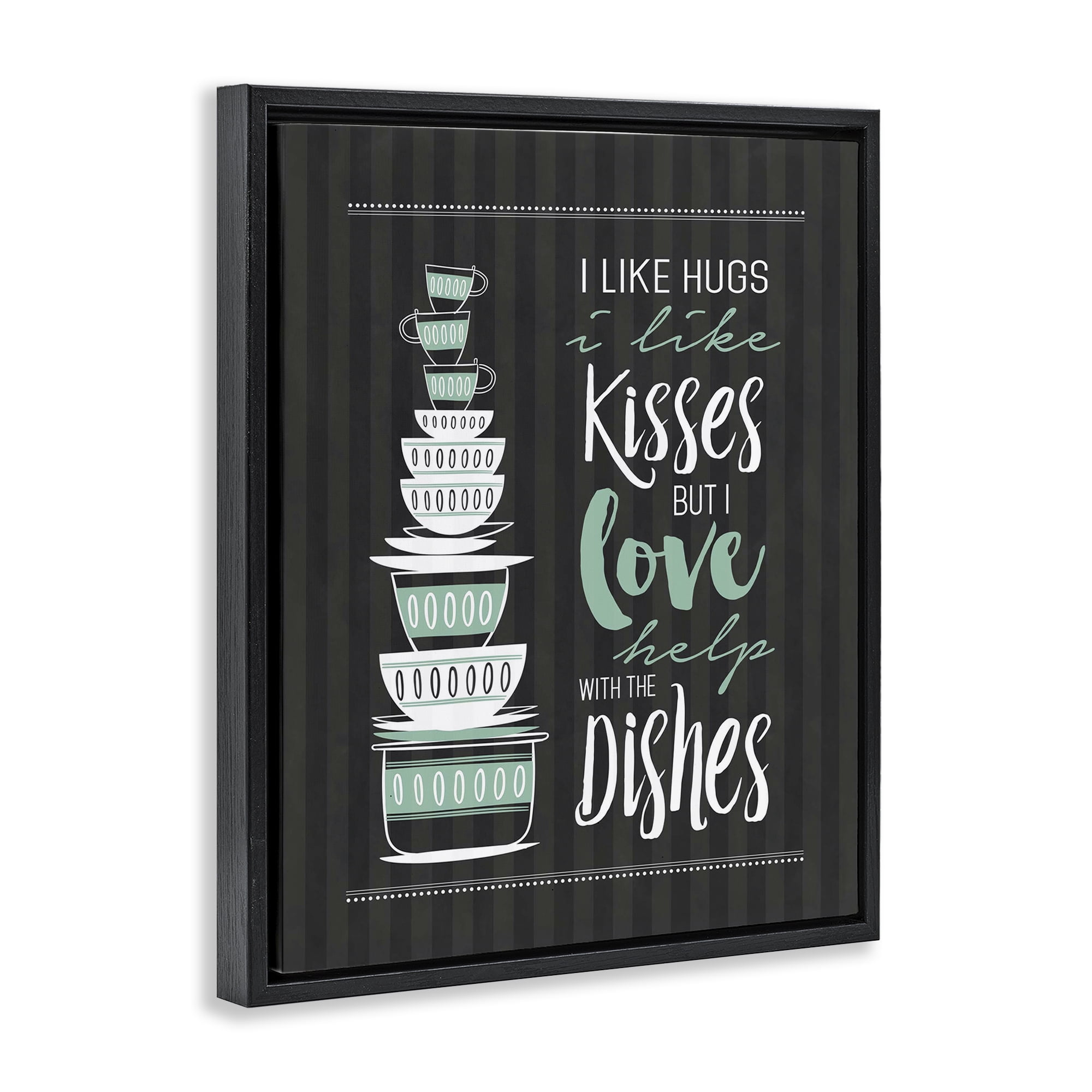 Love Help With Dishes Black Framed Floater Canvas Wall Art, design by Lettered and Lined