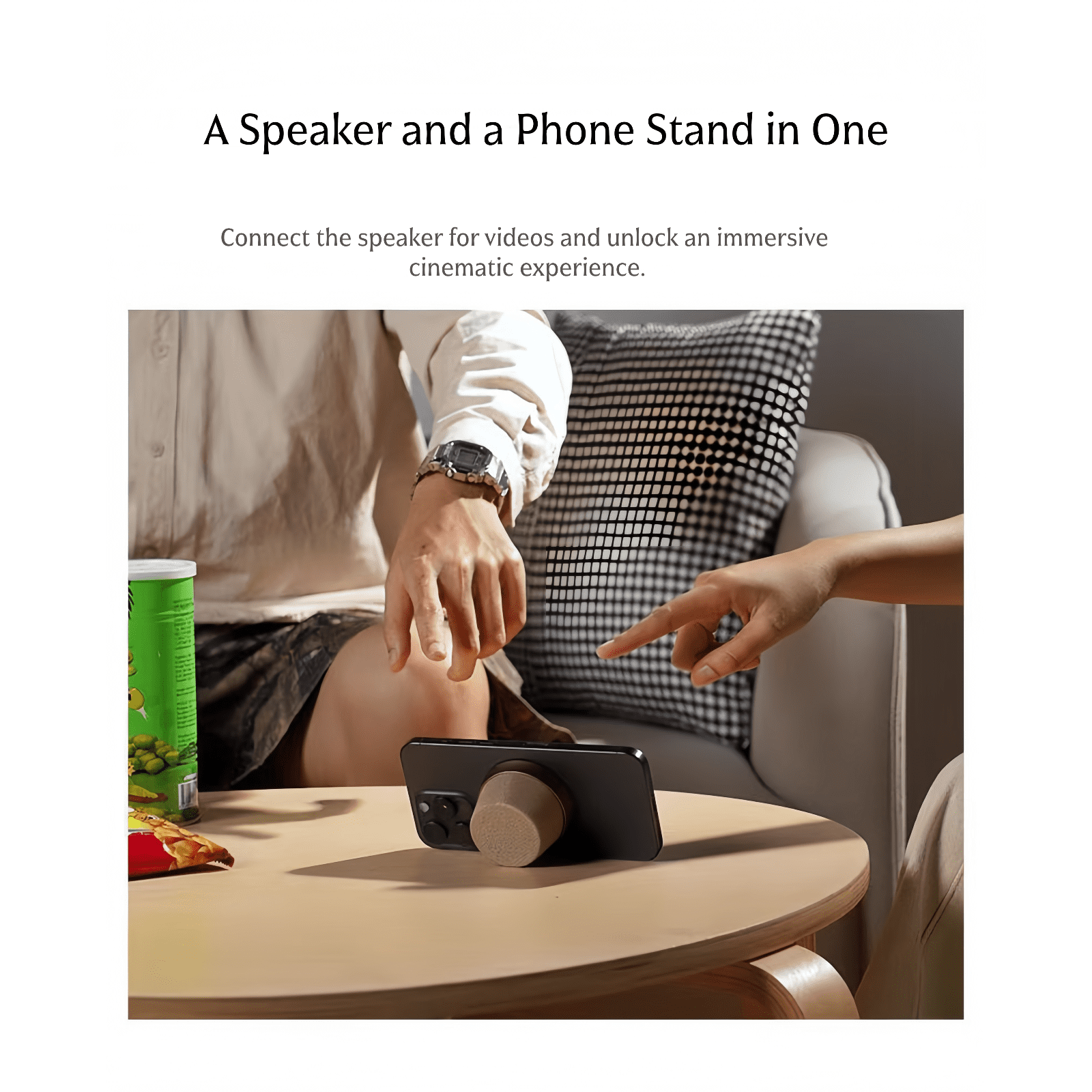2-in-1 Magnetic Phone Stand Bluetooth Speaker, IPX6 Water Resistant, TWS Stereo Pairing