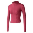 thumbnail image 4 of ZHOGXU Women's Yoga Coat Long Sleeve Solid Color Zipper Slim Fit Stretchy Lightweight Comfortable Jacket For Casual Daily Wear Watermelon Red Xxl, 4 of 4