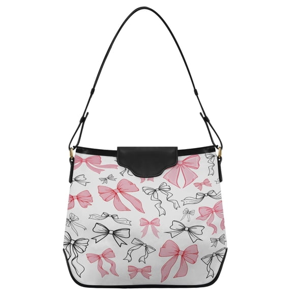 ALAZA Women Hobo Shoulder Handbag Bow1 Print Tote Bag Large Capacity Purse