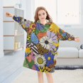 thumbnail image 5 of FORMRS Wearable Blanket Hoodie with Sleeves for Kids Cozy Flannel Sweatshirt, Blue Floral, 5 of 7