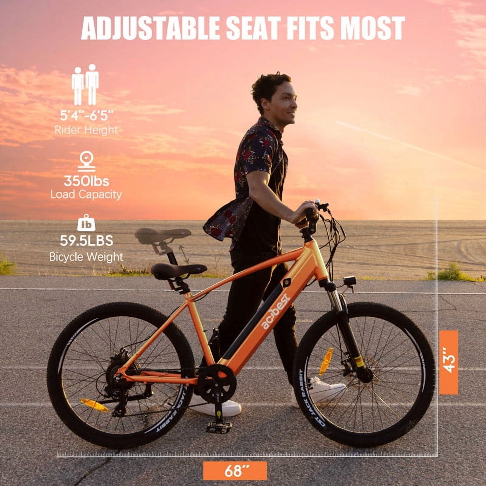 Actbest Core Electric Bike for Adults, 27.5" Step Thru Electric Bicycle, Peak 750W Brushless Motor, 48V Removable Battery, up to 20MPH Cruiser Ebike with 7-Speed (Orange)