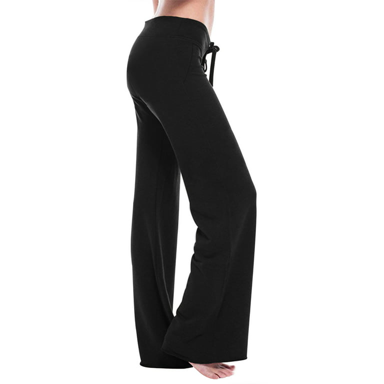 RYRJJ Womens Yoga Pants with Pockets Straight-Leg Loose Comfy Drawstring  Elastic Waist Lounge Pajama Pants Running Long Active Casual