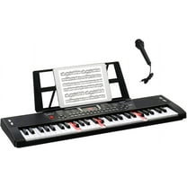 GLARRY 61-Key Portable Electronic Piano Keyboard for Beginner w/Lighted Keys, LCD Screen, Microphone, Headphones, 3 Teaching Modes, Built-In Speakers