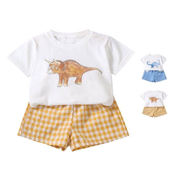 SROBPTY Toddler Girls Summer Set Print Crew Neck Short Sleeve Top Short Pant for Everyday Wear