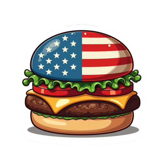 Yatrandify Vinyl Cartoon Stickers Waterproof Burger Stickers DIY Notebooks Laptops Suitcases