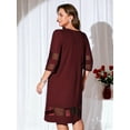 thumbnail image 2 of Cuteduck Women's Plus Size Casual Round-neck 3/4 Sleeve Fall Loose A-Line Shimmering Party Holiday Dress 1X-4X, 2 of 7