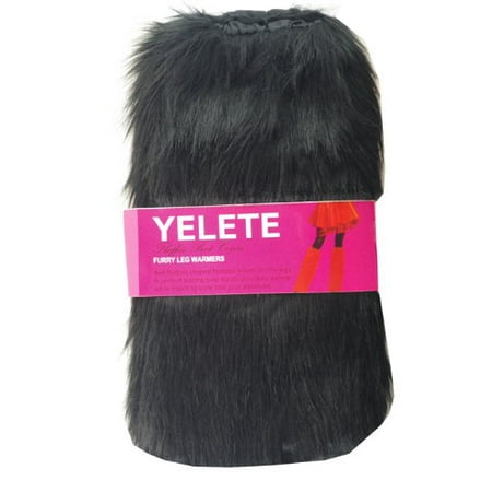 Lady's Furry Leg Warmers - Fluffy Boot Cover (Black)