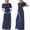 Dark Blue, variant on Fengqque Nursing Maternity Maternity Postpartum Comfort Dress Pajamas Summer Pregnant Large Casual Short Sleeves Wearing Breastfeeding Invisible Open Loose Dress