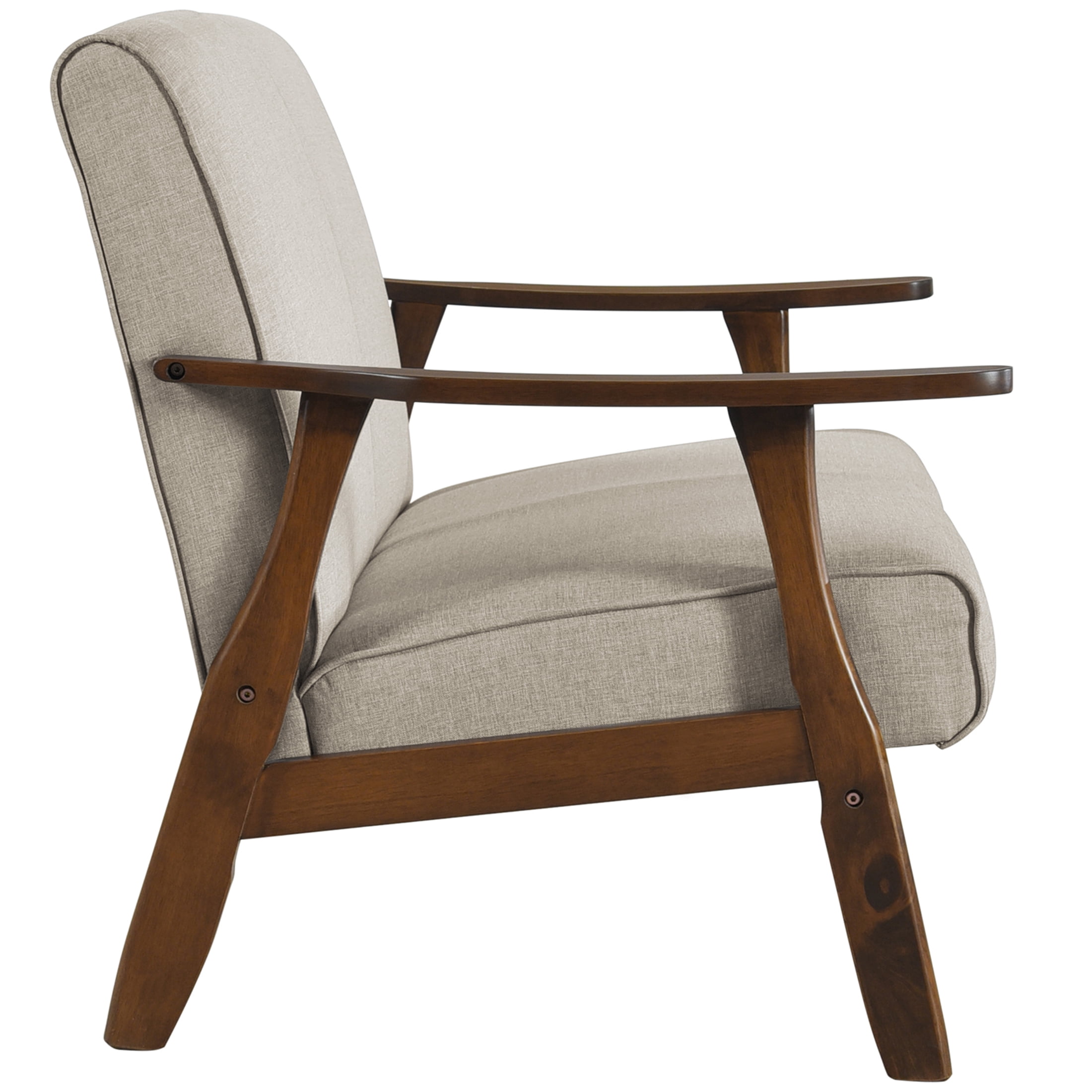Castle Place Mid-Century Upholstered Linen Loveseat, Warm Grey