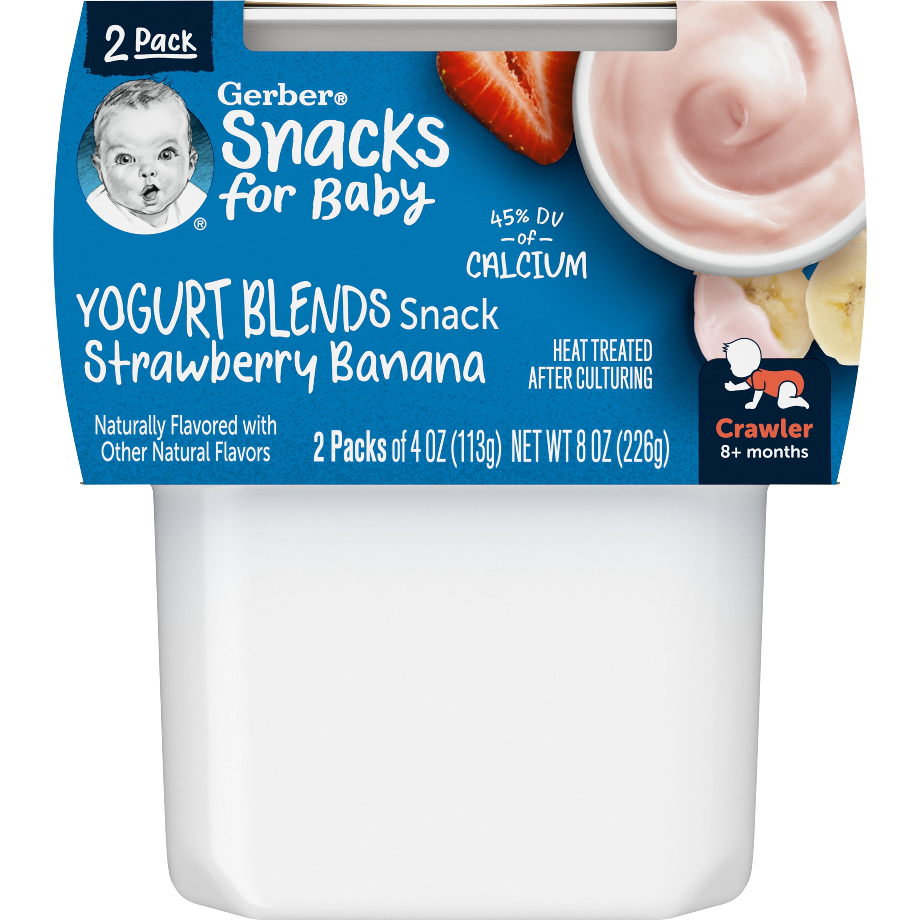 Gerber Yogurt Blends Stage 3 Baby Snacks Banana Strawberry, 4 oz Tubs