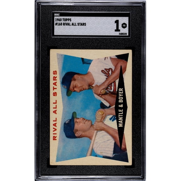 Graded 1960 Topps Rival All Stars Mickey Mantle & Ken Boyer Yankees #160 SGC 1