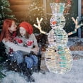 thumbnail image 4 of Costway 4 ft Iridescent Christmas Snowman with 100 White LED Lights Ground Stakes Zip Ties, 4 of 10