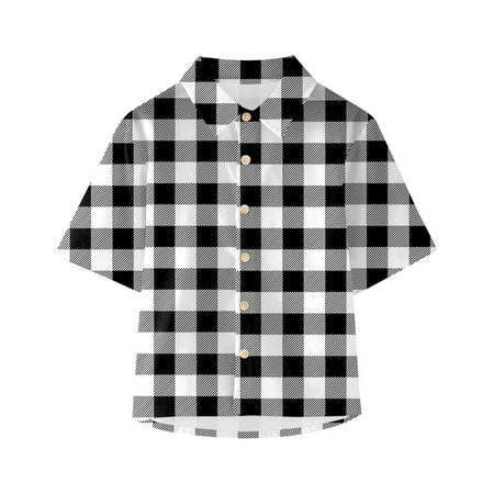 

Toddler Kids Boys T-Shirts Cartoon Printed Short Sleeve Crew Neck Clothes Button Down Lapel Summer Tops Soft Cozy Comfortable Tshirts