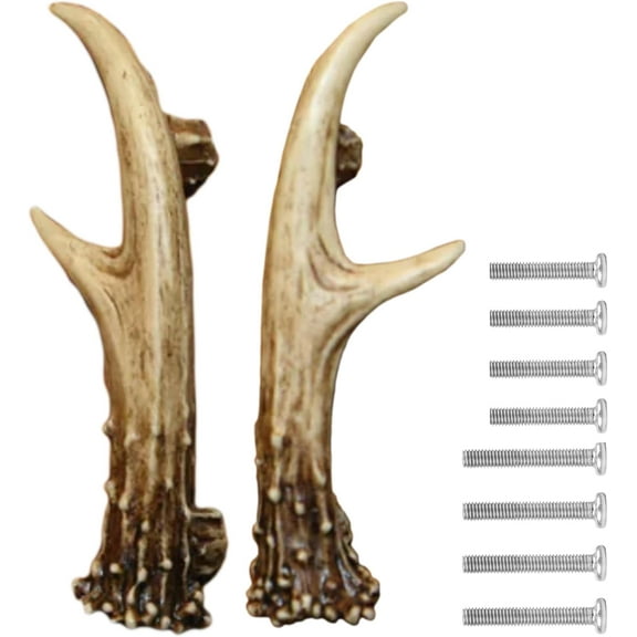 2 PK DEER ANTLER DRAWER PULL Cabinet Handle Knob SET Hunting Decor