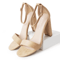 thumbnail image 5 of J. Adams Shirley High Silver Comfortable Heels for Women | Open Toe Ankle Strap Sandal Block Heel Dress Platform, 5 of 6
