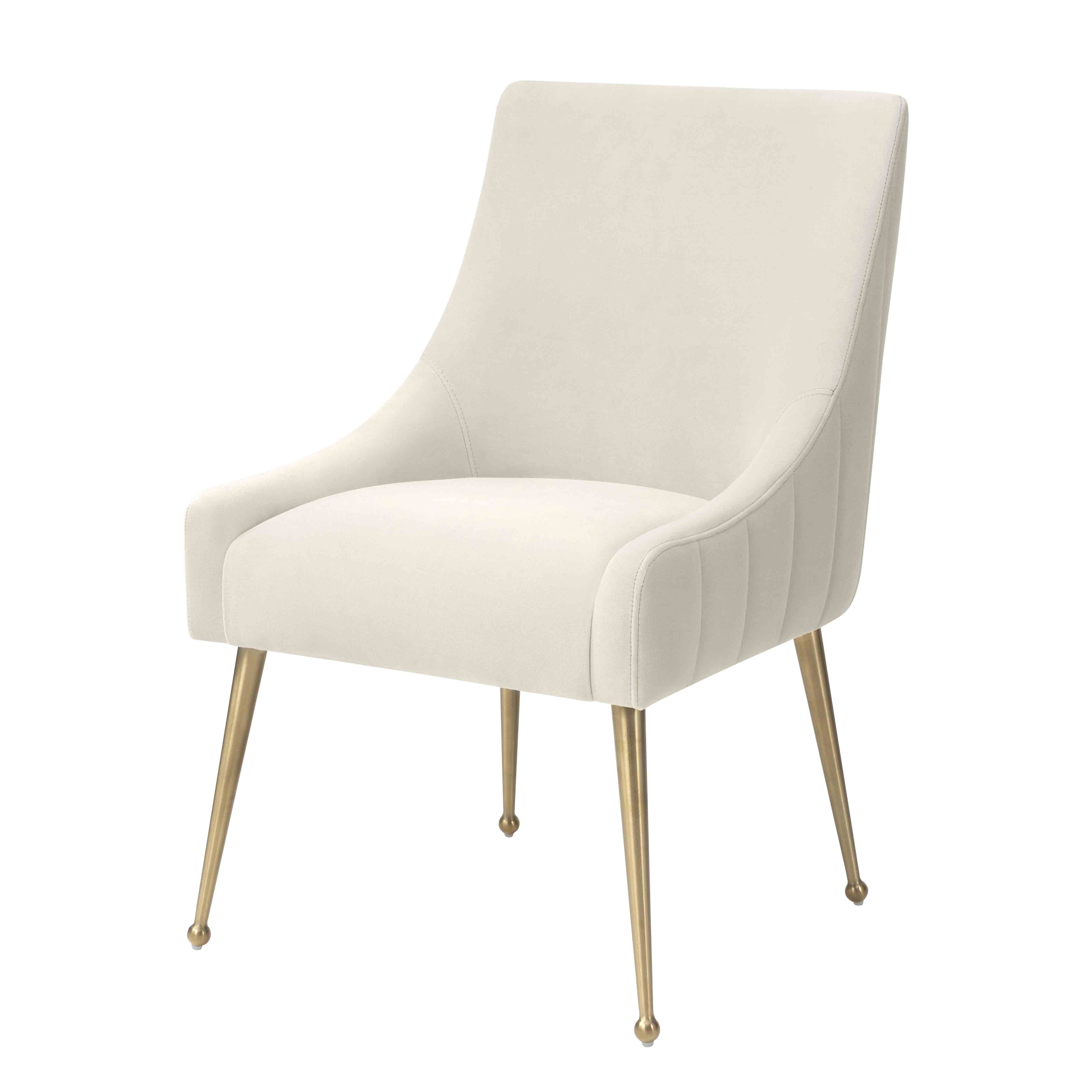 MEXIYA Irina Dining Chair Beige Easy Clean Velvet Upholstered Side