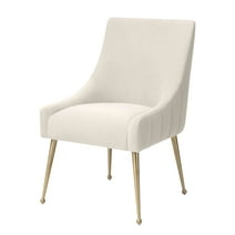 MEXIYA Irina Dining Chair Beige Easy Clean Velvet Upholstered Side Chair with Brushed Gold Leg