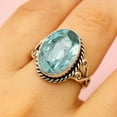 thumbnail image 5 of SATYAVIE JEWELLERY Sterling Silver Ring, Handmade Silver Ring, Sterling Silver 925 Statement Rings, Oval Cut Aquamarine Ring for Women Gemstone Ring Size US 8, 5 of 6