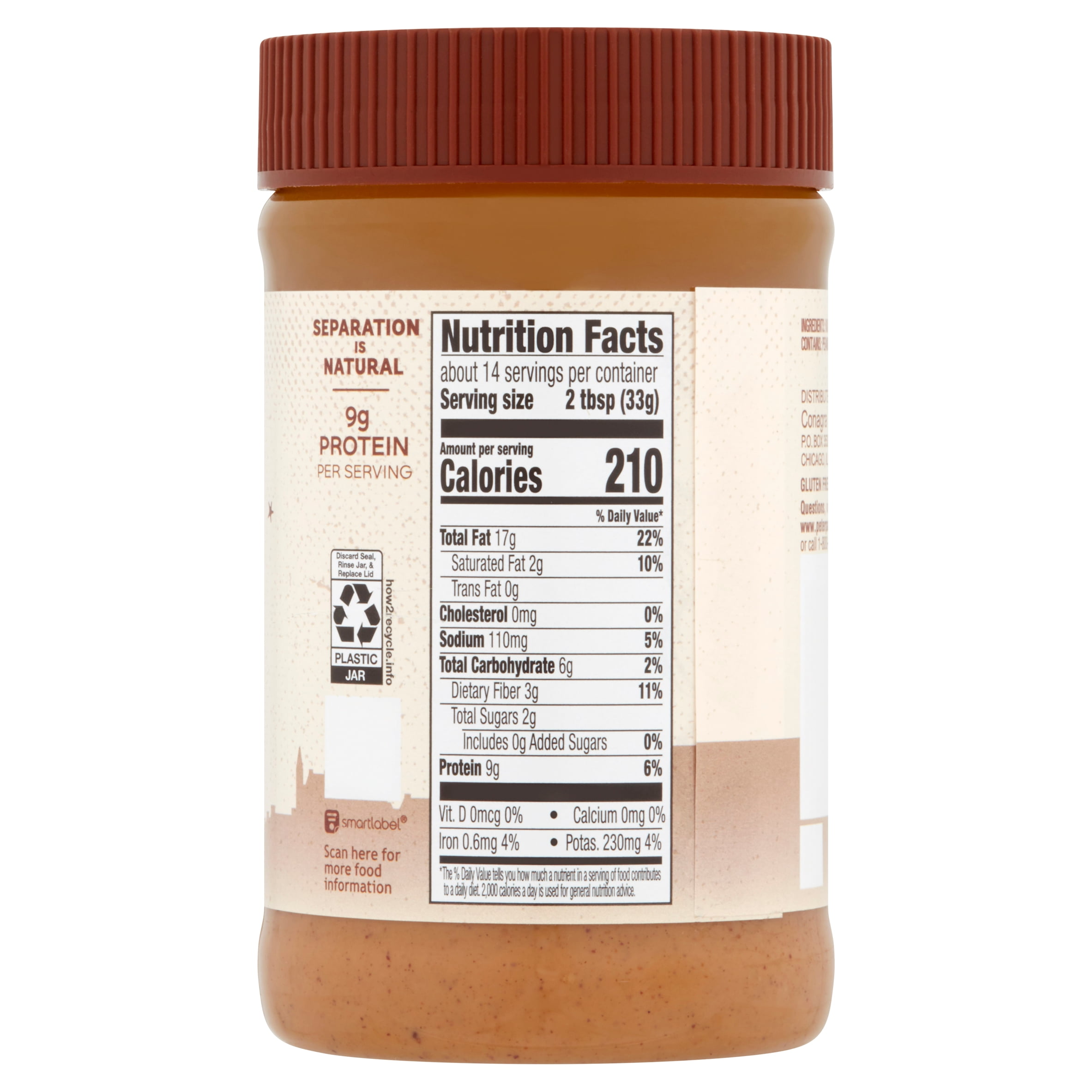 Peter Pan Natural Creamy Peanut Butter, 16 oz