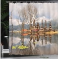 thumbnail image 4 of Ambesonne Landscape Shower Curtain, Tamblingan Bali Lake, 69"Wx70"L, Brown and Grey, 4 of 5