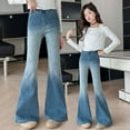 thumbnail image 3 of Jeans Girls Blue Jeans Girls Flared Jeans High Waist Girls Loose Pants with Pockets School Outfits for Girls 6-7 Years, 3 of 8