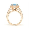 thumbnail image 2 of Angara Natural 1.6 Ct. Aquamarine with Diamond Halo Ring in 14K Rose Gold for Women (Ring Size: 3), 2 of 9