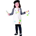 thumbnail image 2 of Mercatoo Toddler Baby Girls Clothes Long Sleeved Striped Tops and Apron Hat Outfit Little Painter Figures Performing Set, 2 of 6