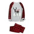 thumbnail image 3 of Matching Family Christmas Pajamas Set, Cute Letter Reindeer Print Raglan Sleeve Tee Top + Plaid Pants Set Sleepwear, 3 of 6
